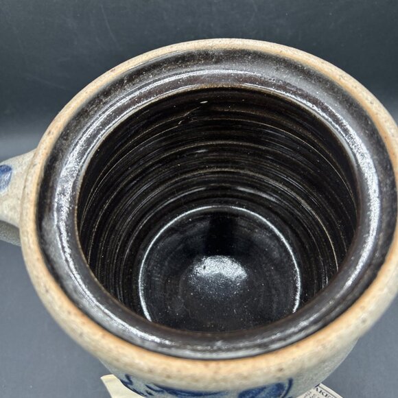 Rowe Pottery Works Cow Stoneware Salt-Glazed Crock 1965 Blue Grey, Bean Pot - Picture 7 of 11